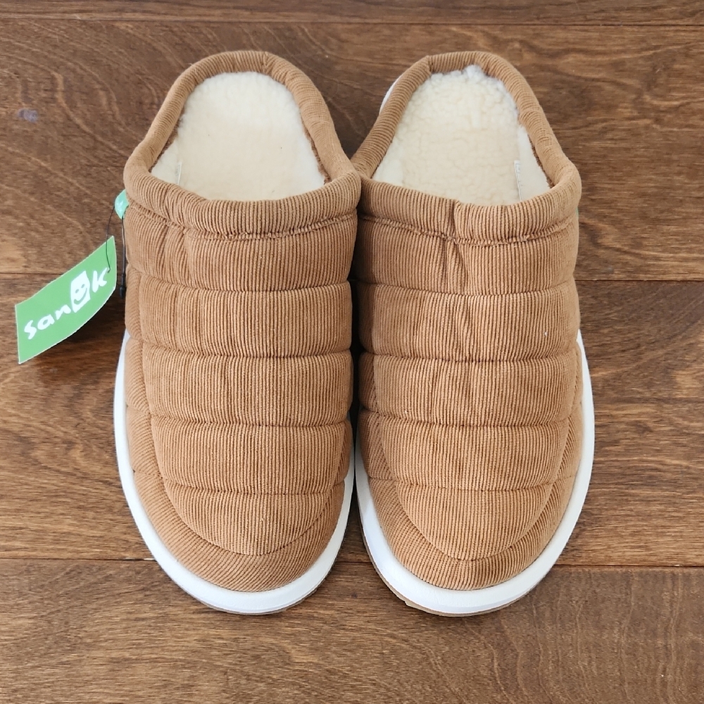 Sanuk WOMENS PUFF N CHILL LOW COTD Sherpa Lined Cozy Slipper SIZE 10